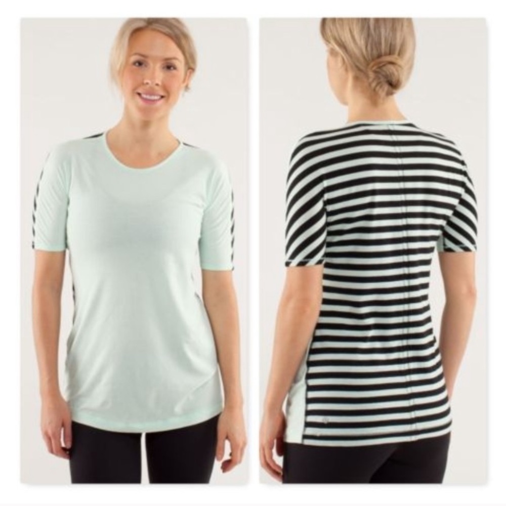 Lululemon Mint/Black Stripe Tee